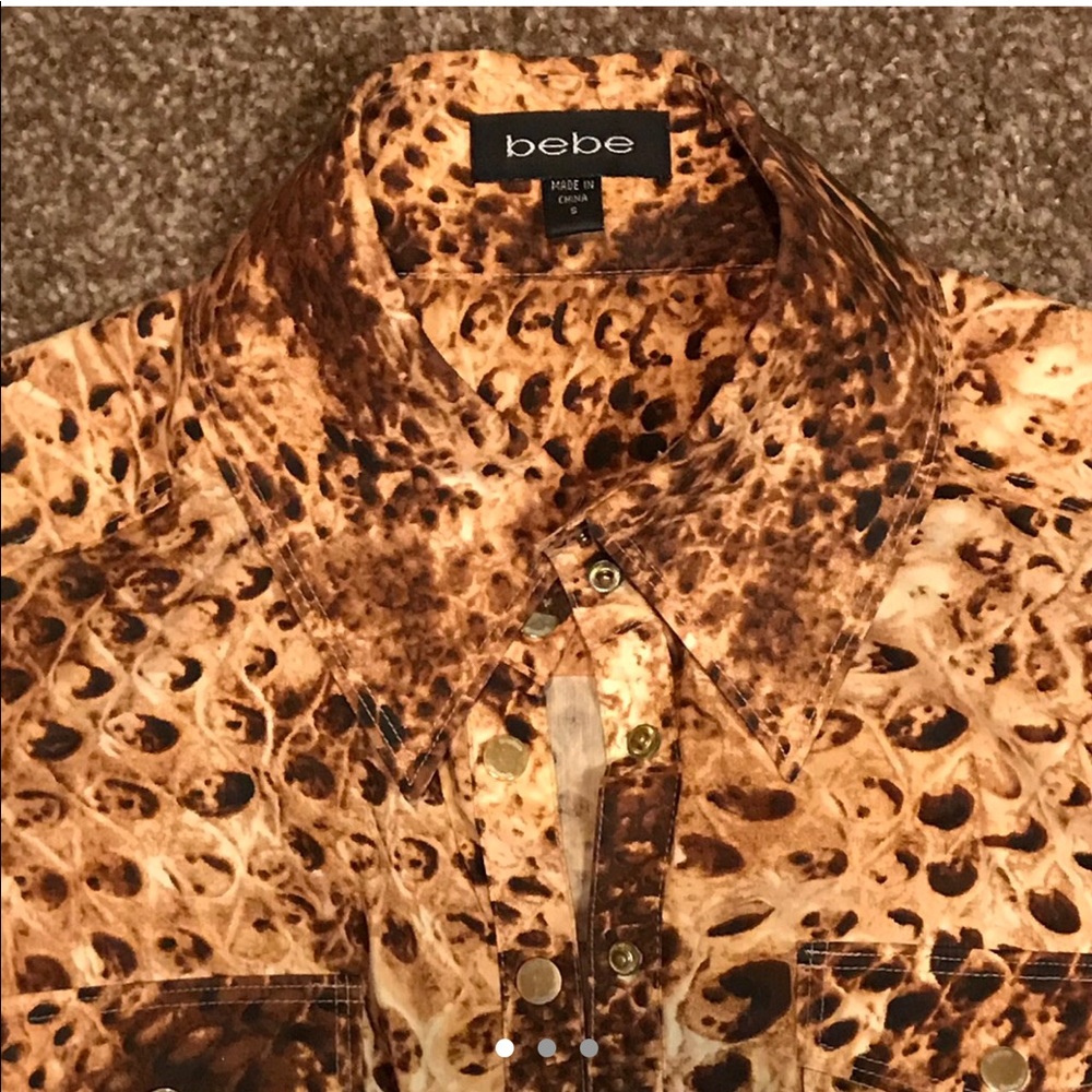 Bebe Snake Print Button Up Gem